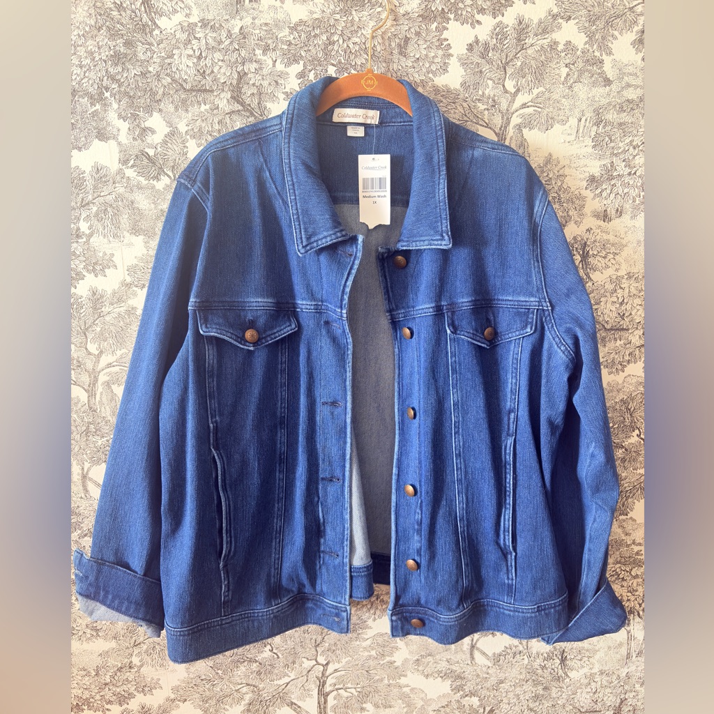 Coldwater Creek Blue Stretch Denim Jean Jacket Womenâs Plus 1x New Nwt